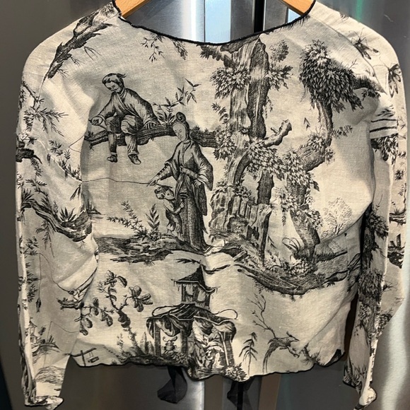 LOUIS SIMON for La Libellule TAN designer ASIAN BLAZER JACKET black ribbon ties - Picture 12 of 16